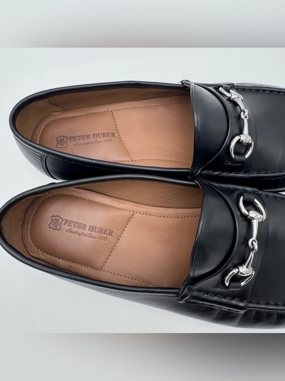 Peter Huber Ascot Classic Black Leather Horsebit Loafers Men's Size 13 M